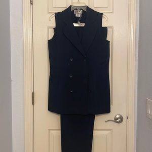 2 piece pant suit with sleeveless jacket